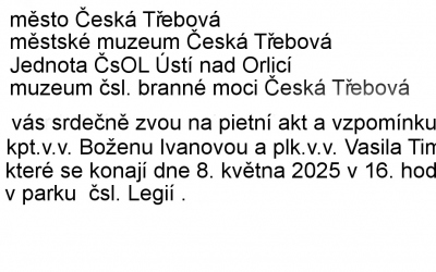 pietní akt u pamětních desek  plk. Vasila Timkoviče a kpt. Boženy Ivanové