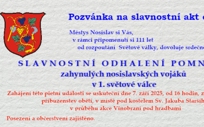 Slavnostní odhalení pomníku zahynulých nosislavských vojáků  v 1. světové válce