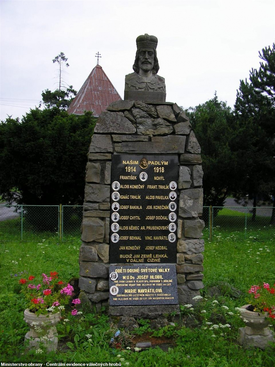 Pomník v obci Tučapy u Holešova, na kterém se nachází jméno Marie Navrátilové.