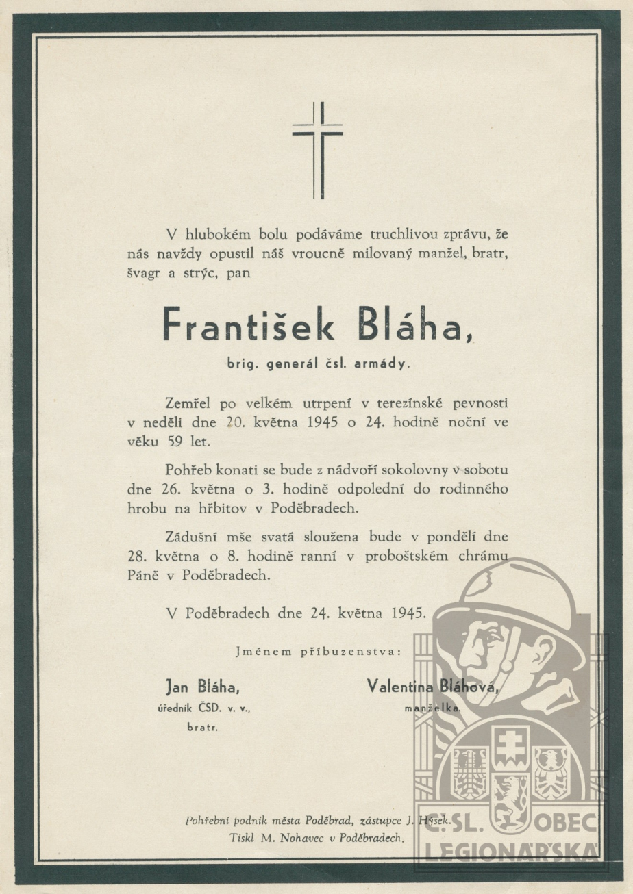 Parte generála Františka Bláhy
