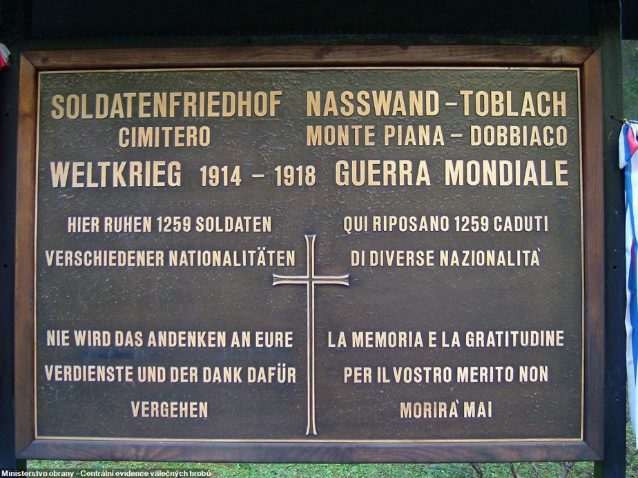 Itálie, válečný hřbitov vojáků rakousko-uherské armády, Dobiaco-Cimitero di guerra Monte Piana