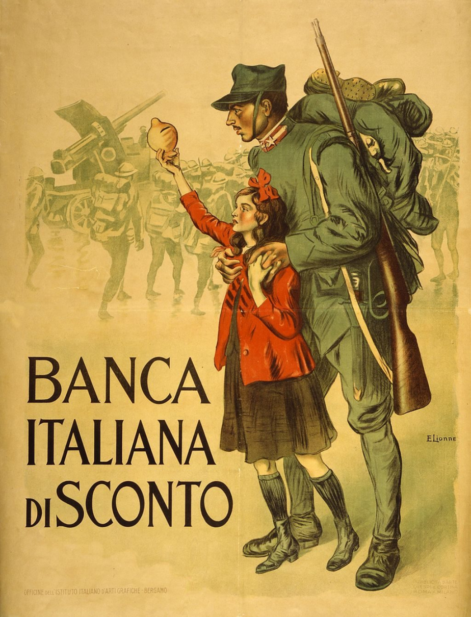 Propagační plakát italské banky-Banca di Sconto.