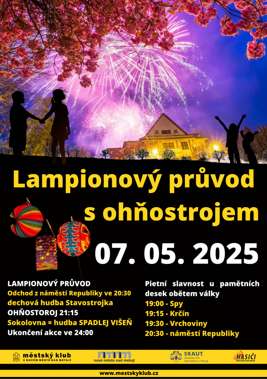 Pietní slavnost u pamětních desk obětem války a lampionový průvod s ohňostrojem