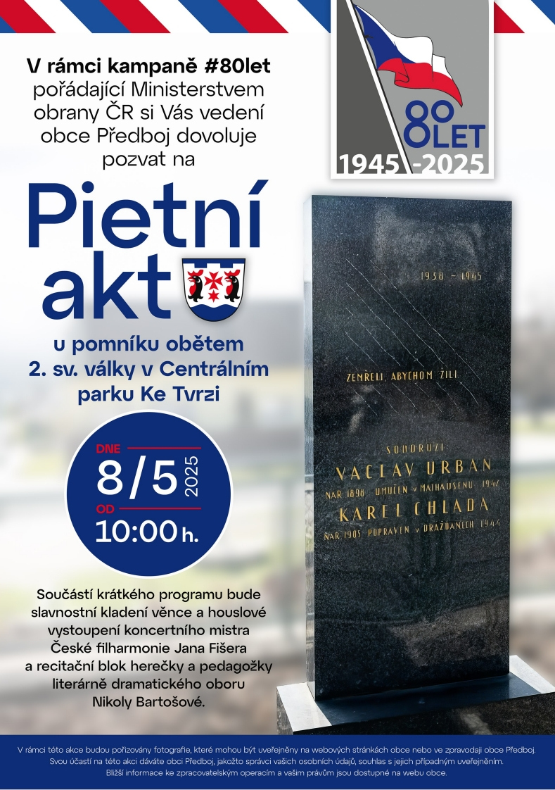 Pietní akt  u pomníku obětem 2. sv. války