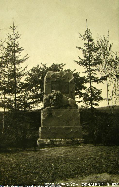 Historický pohled na pomník obětem první světové války v Javorníku. 
