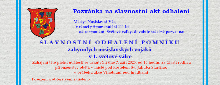 Slavnostní odhalení pomníku zahynulých nosislavských vojáků  v 1. světové válce