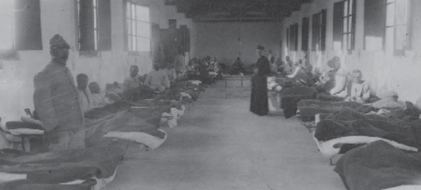 Ošetřovna na ostrově Asinara během pobytu rakousko-uherských zajatců. 