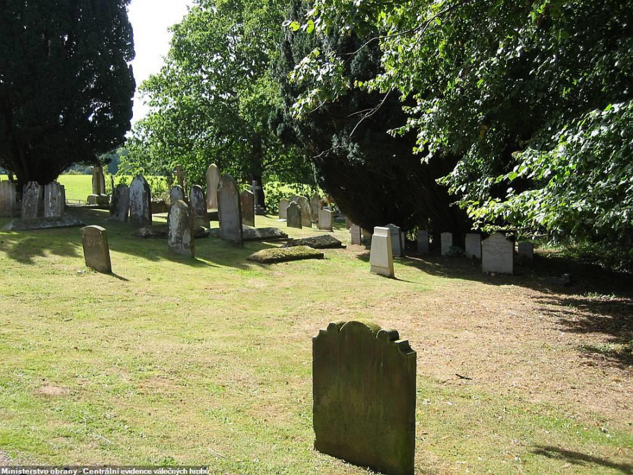 Hrob s ostatky Josefa Smolky na withyhamském hřbitově u kostela sv. Michaela a všech andělů.