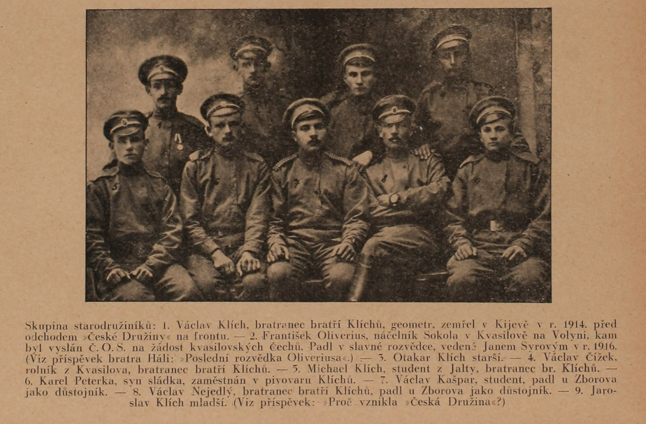 Skupina starodružiníků v Kyjevě, František Oliverius je označen číslem 2.