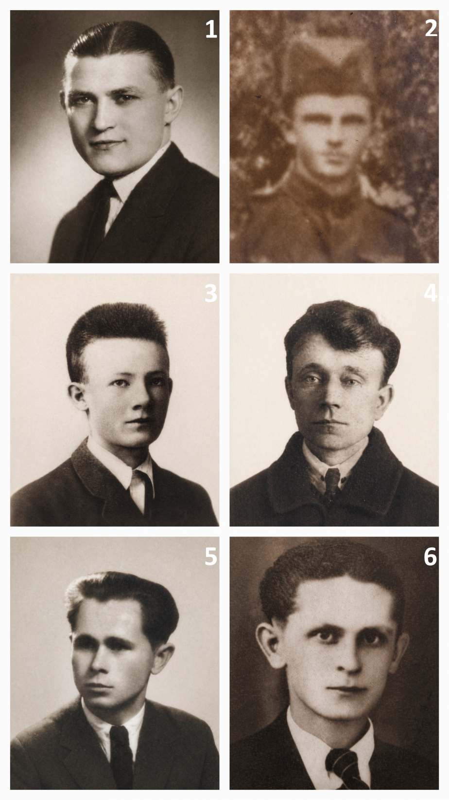 1 - Vilém Bednář, 2 - Bernard Hartman, 3 - Adolf Henzl, 4 - Bohumil Janáček, 5 - Josef Janáček, 6 - Jaroslav Jelínek 