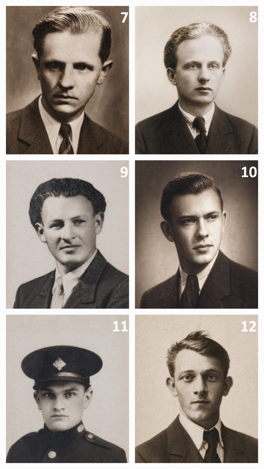 7 - Vítězslav Jelínek, 8 - Alois Joska, 9 - Antonín Kalvoda, 10 - Jiří Kárník, 11 - Václav Konfršt, 12 - Bedřich Laštovička 