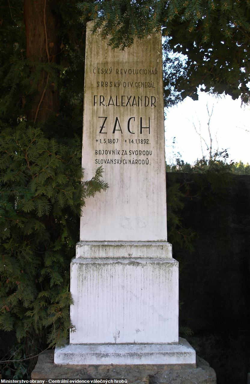 Hrob s ostatky srbského divizního generála českého původu Františka Alexandra Zacha.