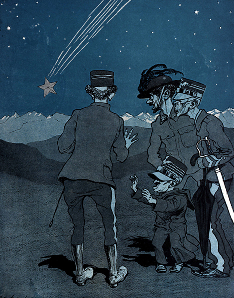 „Ejhle, Veličenstvo, támhle padá hvězda! Rychle si něco přejte.“ – „Přeji si – obnovení Trojspolku!“ Karikatura byla otištěna ve vídeňském magazínu přesně měsíc po zahájení ofenzivy. Již tři dny po jejím otištění, 18. června, c. a k. velení nařídilo ústup.