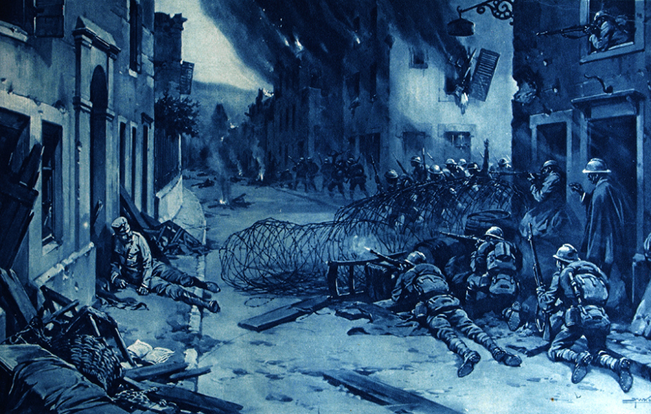 Britské časopisy přinášely barvitá obrazová svědectví o tom, jak Italové v červnu 1916 vyhnali rakousko-uherská vojska z hořícího Asiaga a zastavili jejich postup do Benátské nížiny.