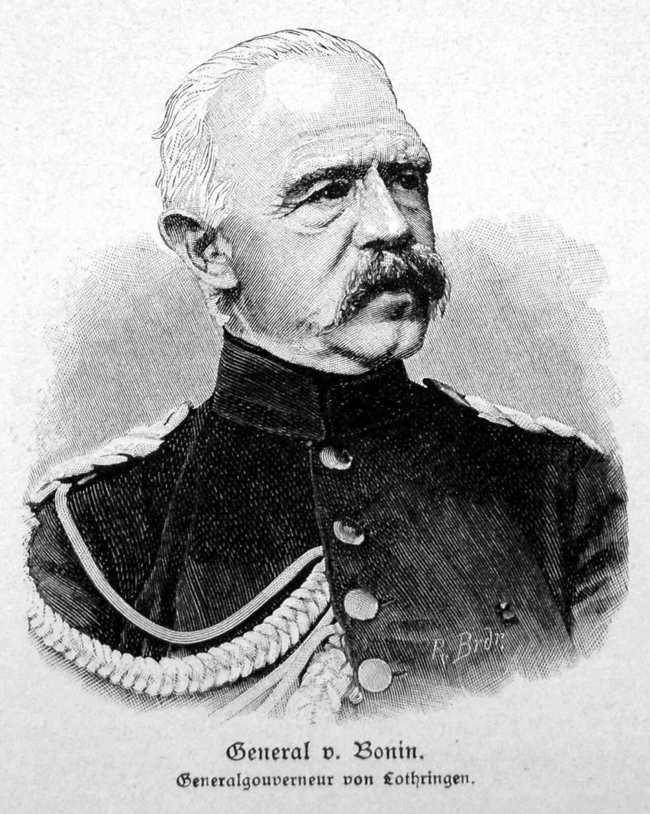 Adolf von Bonin (1803 Heeren–1872 Berlín), velitel pruského I. armádního sboru v bitvě u Trutnova. Dosáhl hodnosti generála pěchoty.