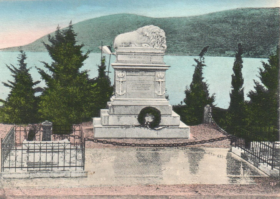 Pomník obětem bitvy u Visu; pohlednice z roku 1916