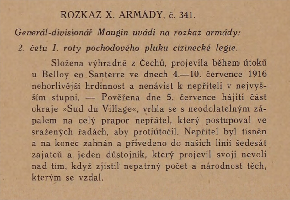 Překlad rozkazu generála Mangina.