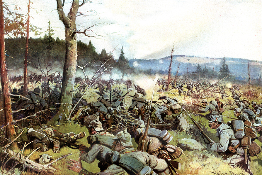 Protiútok německých vojáků a uherských zeměbranců v Sedmihradsku v roce 1916.