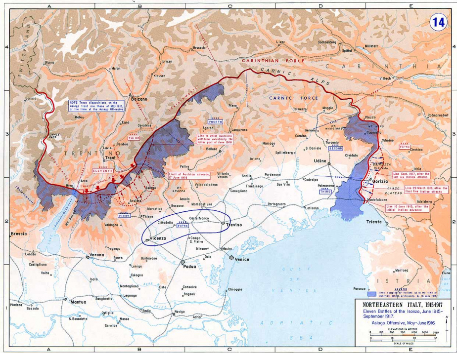 Italská fronta v letech 1915–1917.