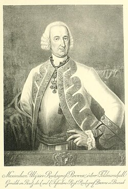 Polní maršál Maximilian Ulysses hrabě Browne (* 1705 – † 1757), velitel rakouské armády v Čechách. Jeden z mála rakouských vojevůdců, kterého uznával pruský král Friedrich II. Jeho rodina byla irského původu.