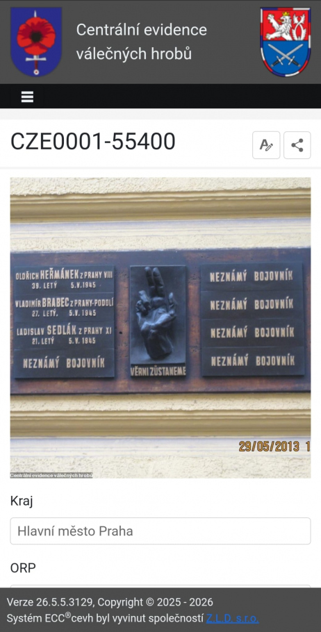 Veřejný portál zpřístupňuje detaily jednotlivých míst i osob nahraných v CEVH.